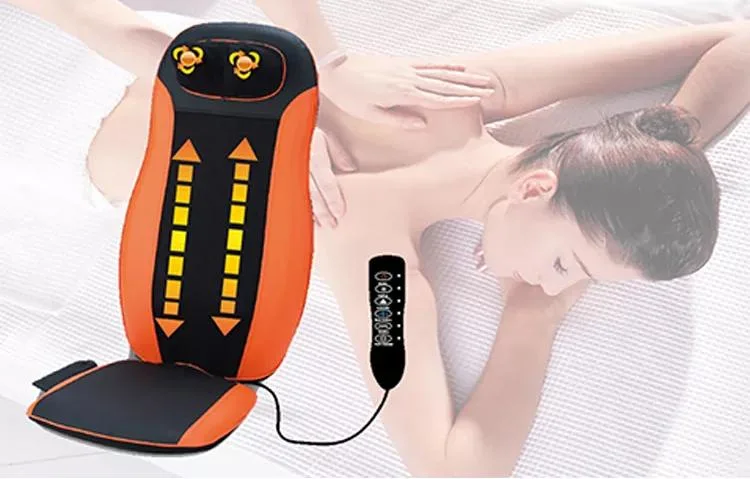 Car and Home Using Electric Rolling Heating Kneading Neck and Back Massage Cushion with 9 Massage Heads